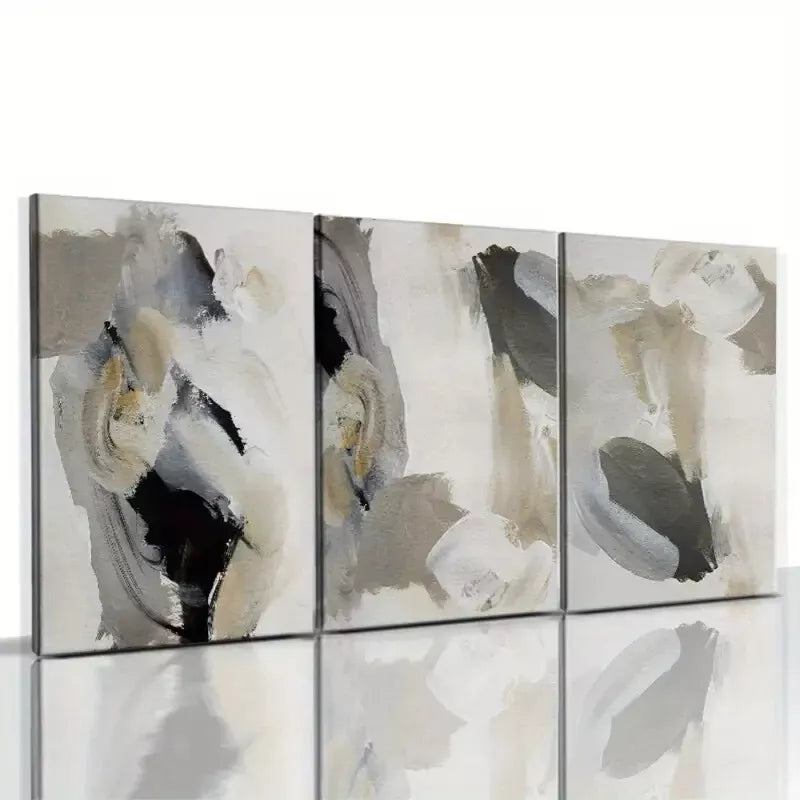 3pcs Black Beige Grey Art Canvas Framed 40x60cm - High Quality Print 100% Australian Made Wall Canvas Ready to Hang - Bella Home Decor