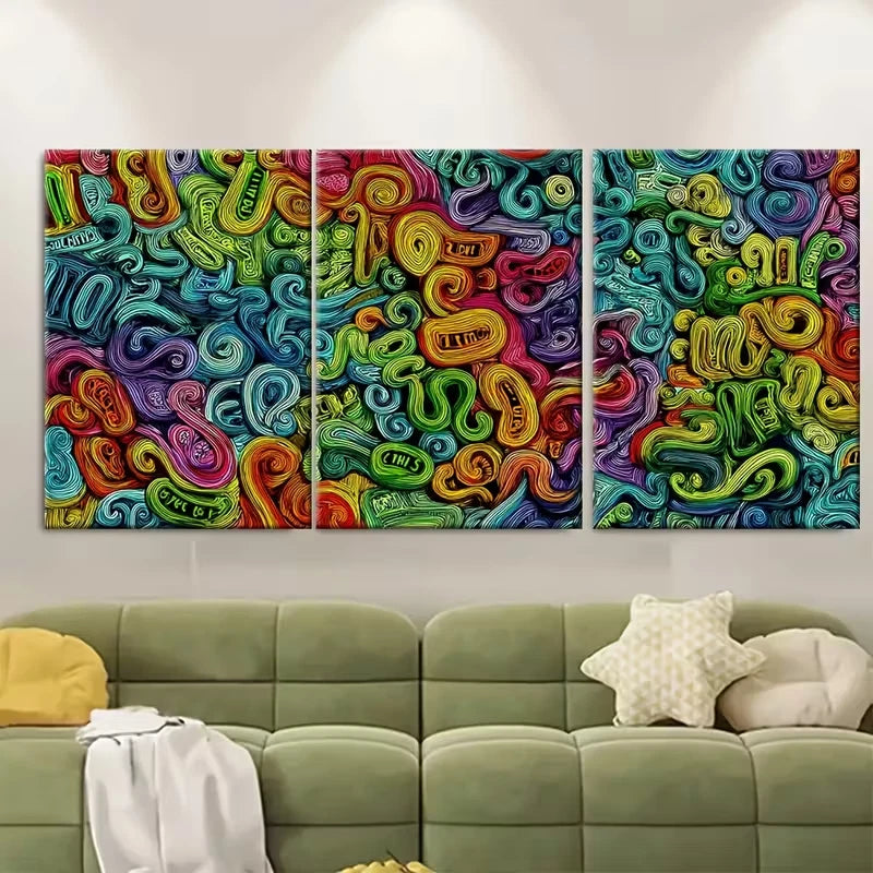 3pcs Abstract Typography Prints Metal Print Ready to Hang Art - Bella Home Decor