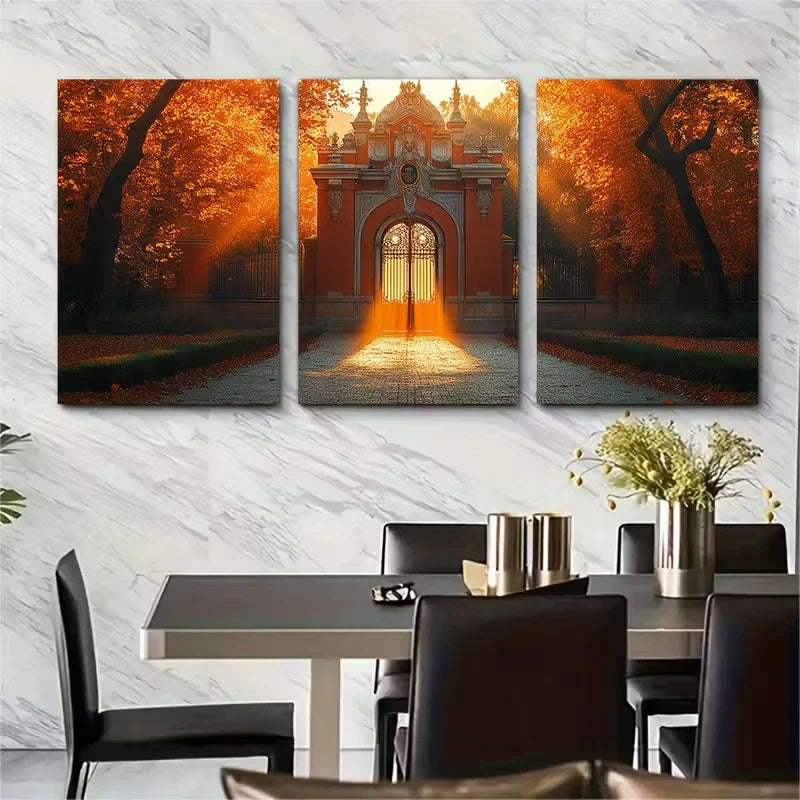 3pcs Sunlight Through Iconic Madrid Landmark Metal Print Ready to Hang Art
