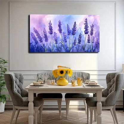 Lavender Flower Bouquet Pastel Wall Art Canvas Office Home Room Framed 120x60cm