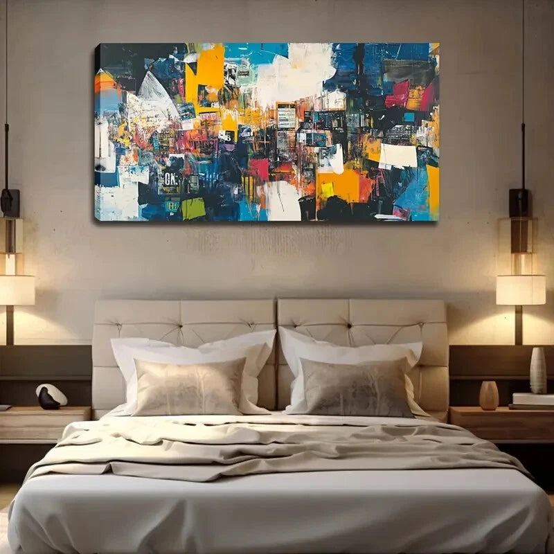 Abstract Colorful Block Design Wall Art Canvas Office Home Room Framed 120x60cm - Bella Home Decor