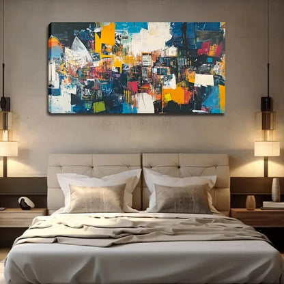 Abstract Colorful Block Design Wall Art Canvas Office Home Room Framed 120x60cm - Bella Home Decor