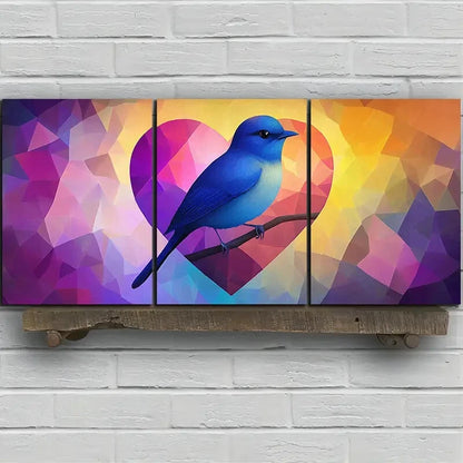 3pcs Charming Love Birds Colourful Metal Print Ready to Hang Art - Bella Home Decor