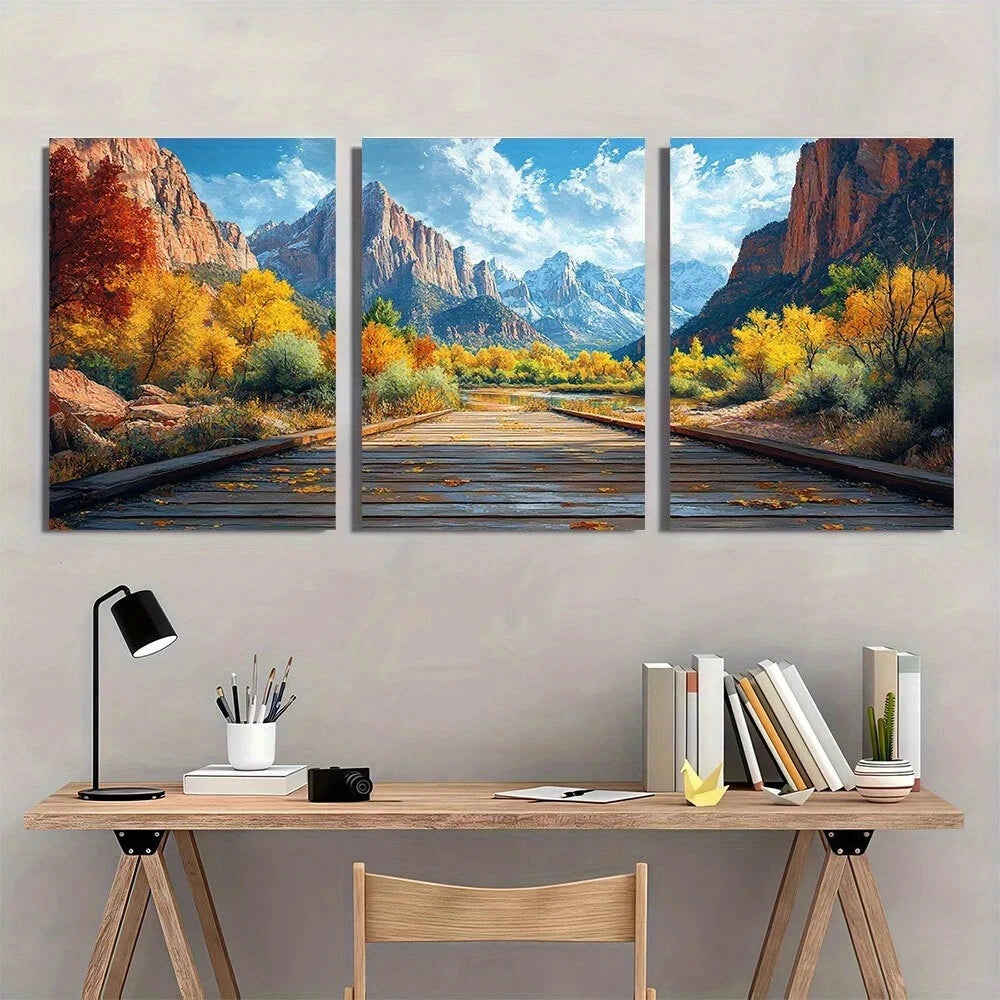 3pcs National Park Painting Nature Metal Print Ready to Hang Art - Bella Home Decor