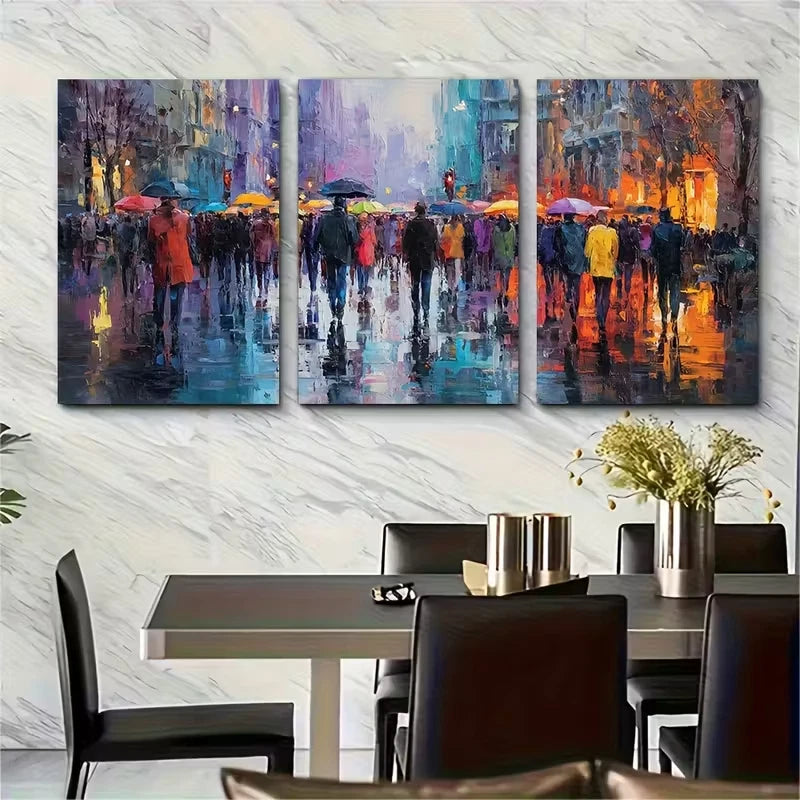 3pcs Urban Street Scene Landscapes Metal Print Ready to Hang Art - Bella Home Decor