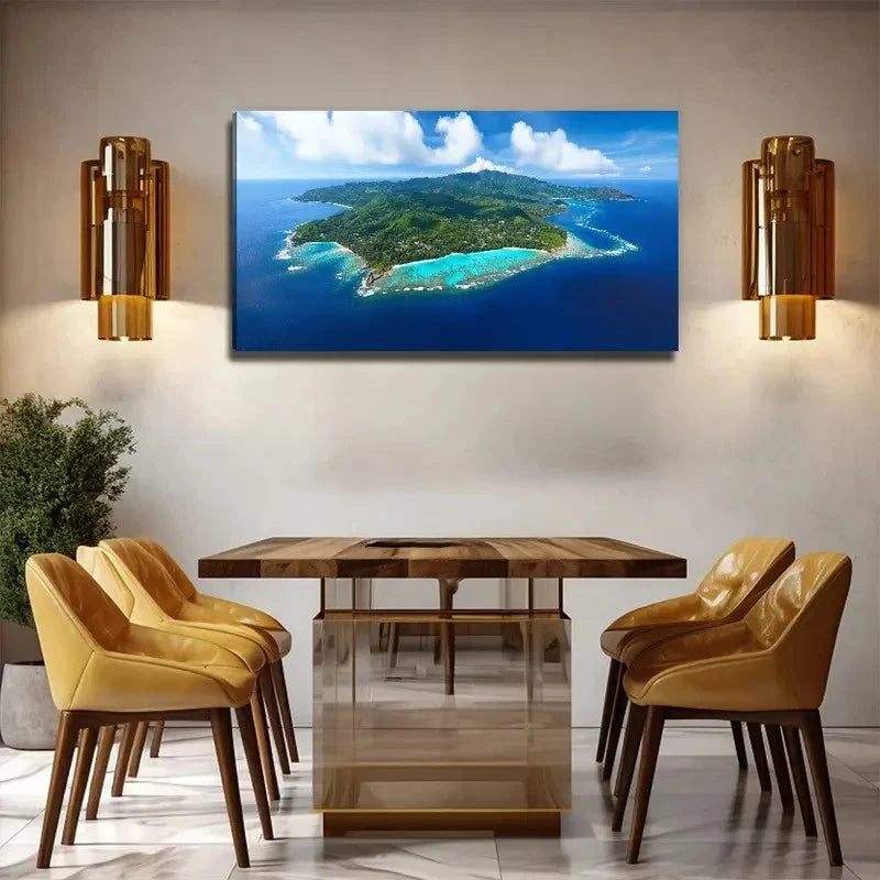 Pacific Islands Suitable Wall Art Canvas Office Home Room Framed 120x60cm