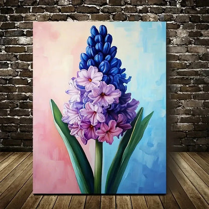 Beautiful Vibrant Hyacinth Flower Painting in Blue 40x60cm Metal Print Ready to Hang - Bella Home Decor