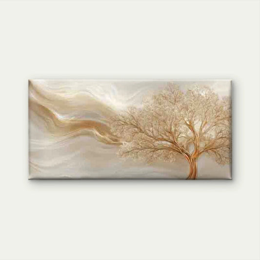 Golden Tree, Abstract Wave Wall Art Canvas Office Home Room Framed 120x60cm