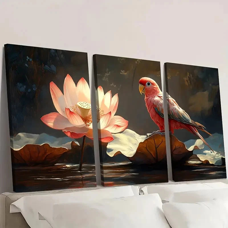 3pcs Parrots Beak Flower WR      Wall Art Set Canvas Framed 60x90cm - High Quality Print 100% Australian Made Wall Canvas Ready to Hang - Bella Home Decor