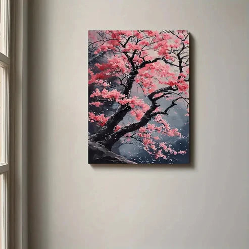 Beautiful Cherry Blossom In Monotones Painting  60x90cm Metal Print Ready to Hang