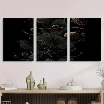 3pcs Abstract Black With Red White Dots Wall Art Set Canvas Framed 50x70cm - High Quality Print 100% Australian Made Wall Canvas Ready to Hang - Bella Home Decor