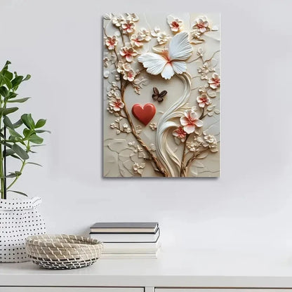 Beautiful Featuring Heart Blossoms Painting 40x60cm Metal Print Ready to Hang - Bella Home Decor