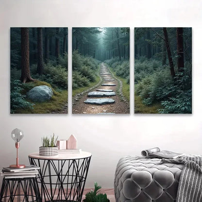 3pcs Forest Pathway Scene Wall Art Set Canvas Framed 60x90cm - High Quality Print 100% Australian Made Wall Canvas Ready to Hang - Bella Home Decor