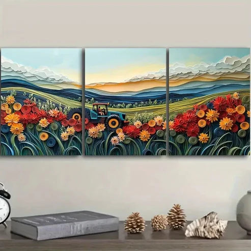 3pcs Farming Scene Wall Art Set Canvas Unframed – High Quality Print 100% Australian Made Wall Canvas - Bella Home Decor
