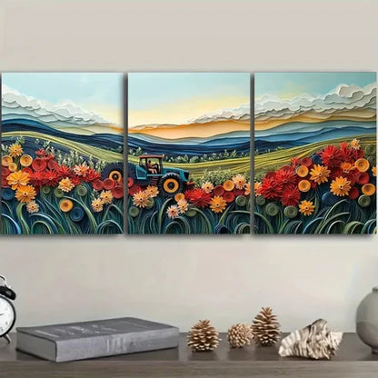 3pcs Farming Scene Wall Art Set Canvas Unframed – High Quality Print 100% Australian Made Wall Canvas - Bella Home Decor