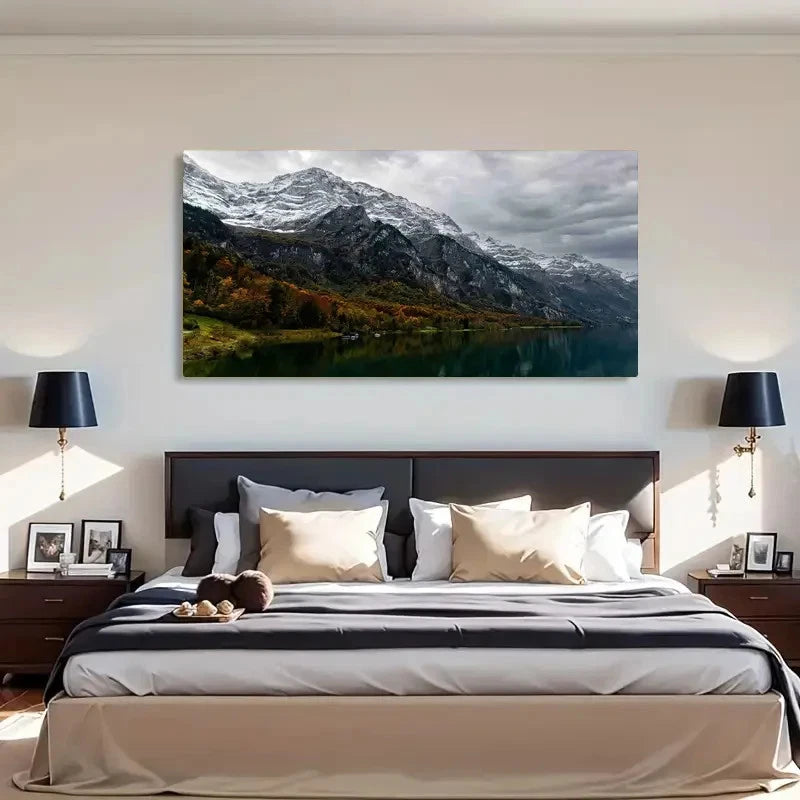 Switzerland Lake & Mount Wall Art Canvas Office Home Room Framed 120x60cm