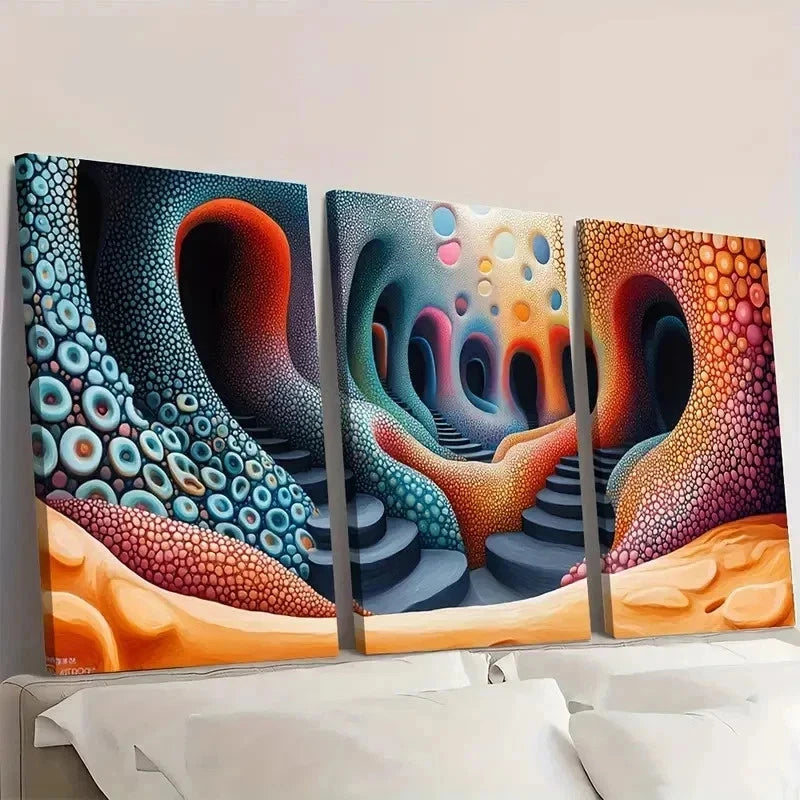 3pcs Featuring a Yayoi Kusama Print Y   Wall Art Set Canvas Framed 50x70cm - High Quality Print 100% Australian Made Wall Canvas Ready to Hang