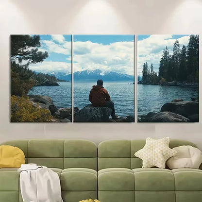 3pcs Lake Tahoe Travel Print Metal Print Ready to Hang Art