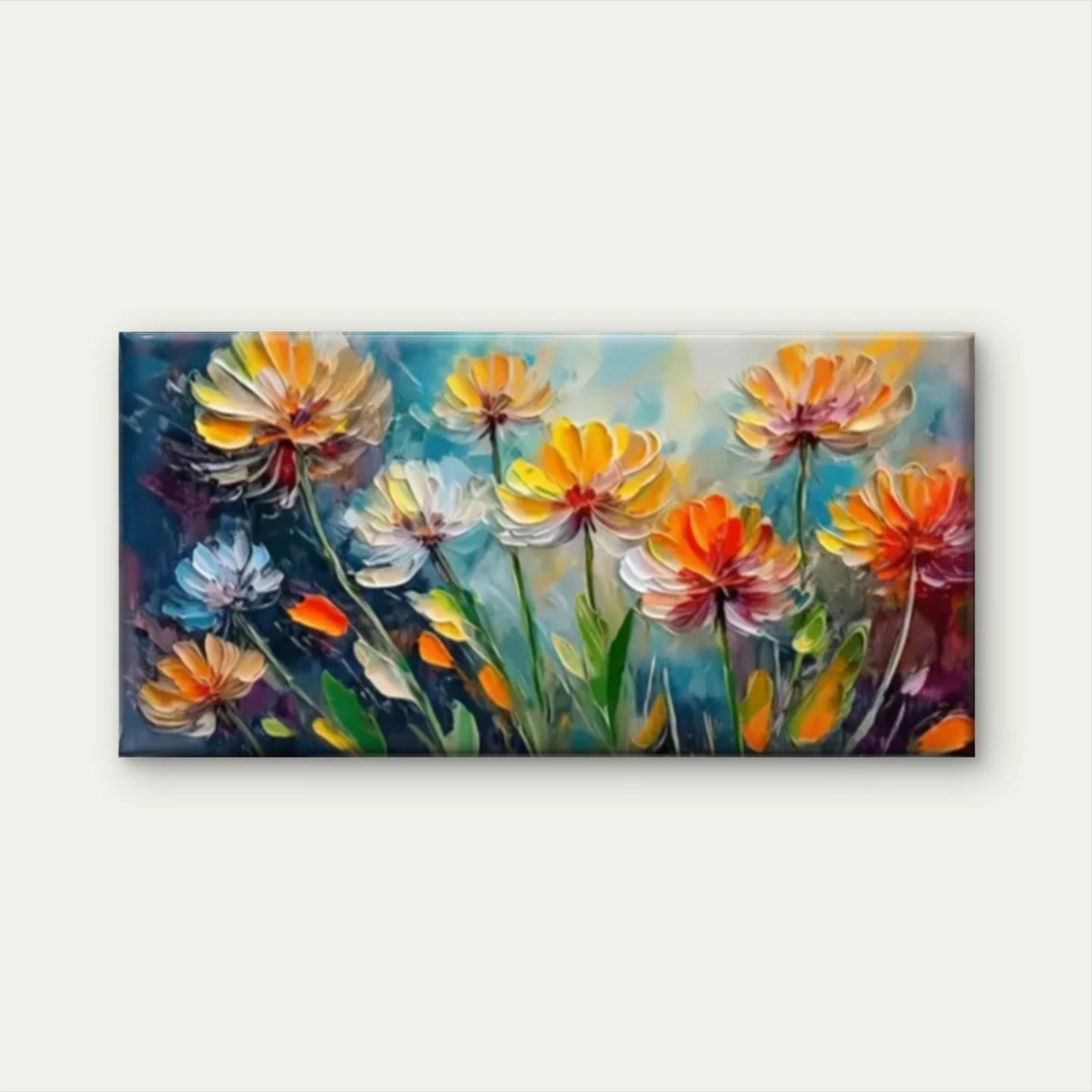 Flowers Colorful Abstract Wall Art Canvas Office Home Room Framed 120x60cm