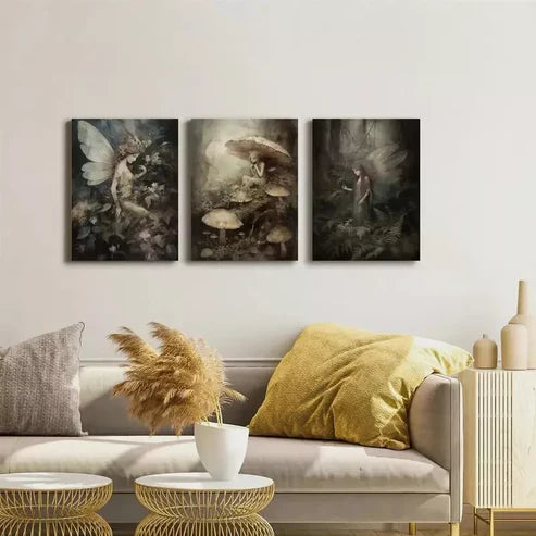 3pcs Magic Forest, Fantasy Style, Plant Fairy Wall Art Canvas Unframed - High Quality Print 100% Australian Made Wall Canvas