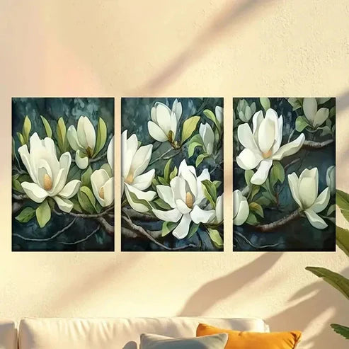 3pcs Magnolia Tree Painting by Artist Mary Boson Wall Art Canvas - High Quality Print 100% Australian Made Wall Canvas
