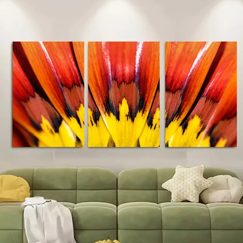 3pcs Vibrant Red & Yellow Tulip Flower Metal Print Ready to Hang Art