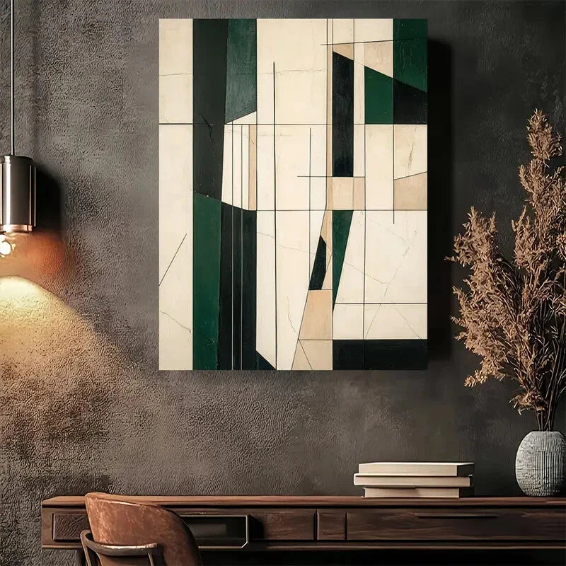 Beautiful Modern Abstract Geometric Painting 40x60cm Metal Print Ready to Hang - Bella Home Decor