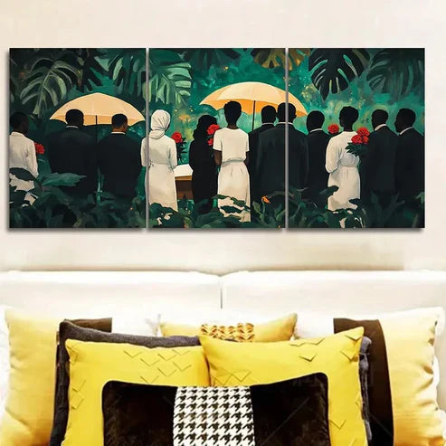 3pcs At the funeral Wall Art Set Canvas Unframed - High Quality Print 100% Australian Made Wall Canvas - Bella Home Decor