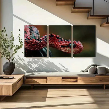 3pcs Cold Blooded Reptiles Snakes Tree Vipers Wall Art Canvas Unframed - High Quality Print 100% Australian Made Wall Canvas - Bella Home Decor