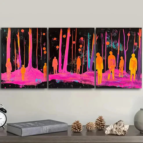 3pcs Pink people in the woods Wall Art Set Canvas Unframed - High Quality Print 100% Australian Made Wall Canvas