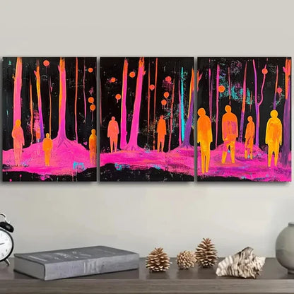 3pcs Pink people in the woods Wall Art Set Canvas Unframed - High Quality Print 100% Australian Made Wall Canvas