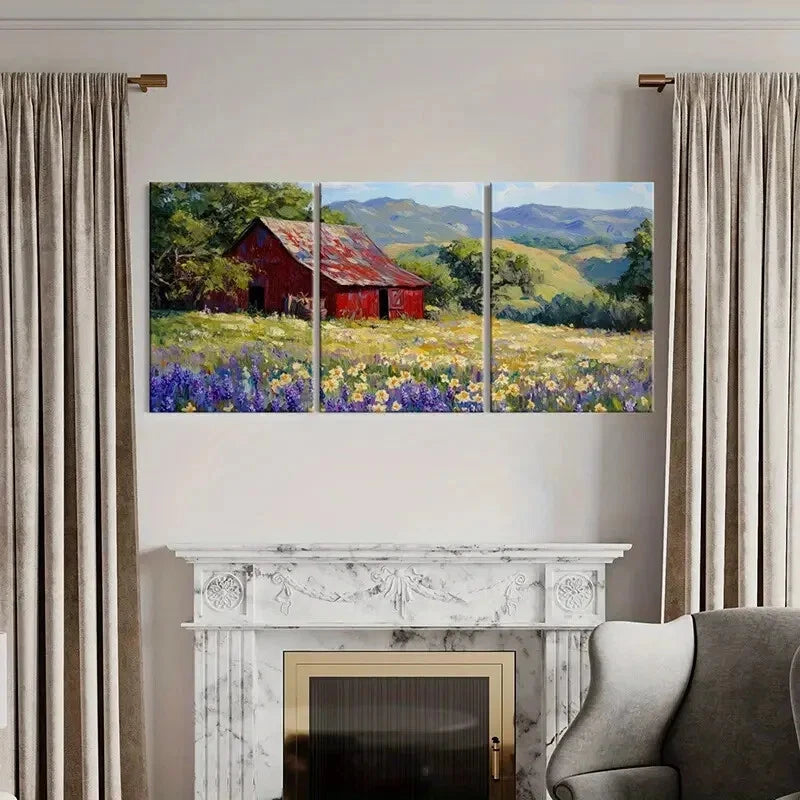 3pcs Mountain Landscape Vintage Farmhouse Metal Print Ready to Hang Art - Bella Home Decor