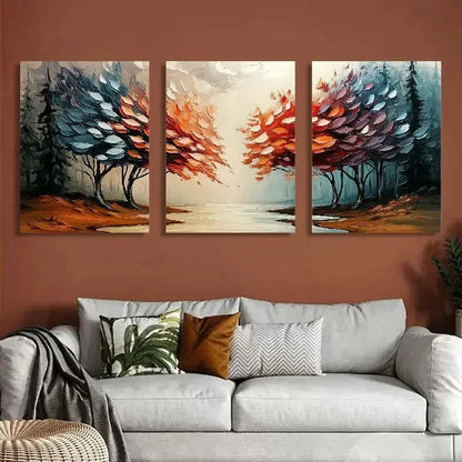 3pcs Classic Style Abstract Forest Prints Metal Print Ready to Hang Art - Bella Home Decor