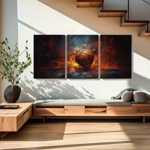 3pcs Abstract Basketball Aesthetic Wall Art Canvas Unframed - High Quality Print 100% Australian Made Wall Canvas - Bella Home Decor