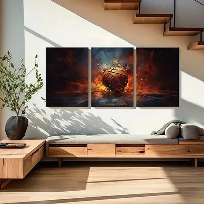 3pcs Abstract Basketball Aesthetic Wall Art Canvas Unframed - High Quality Print 100% Australian Made Wall Canvas - Bella Home Decor