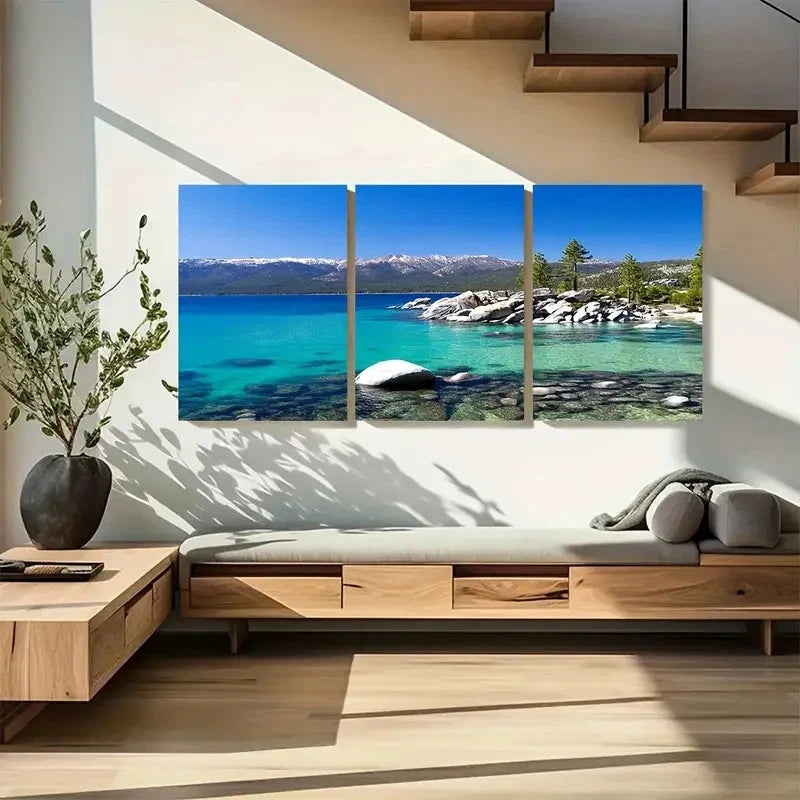 3pcs Scenic California Landscape with Blue Sky Metal Print Ready to Hang Art