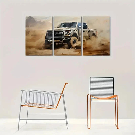 3pcs Off Road Adventure Black Jeep Metal Print Ready to Hang Art