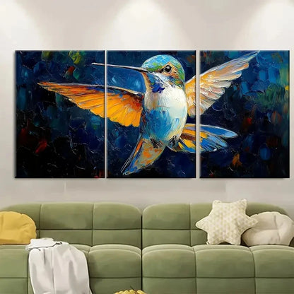 3pcs Hummingbird Bird Fine Art Animal f  Wall Art Set Canvas Framed 50x70cm - High Quality Print 100% Australian Made Wall Canvas Ready to Hang