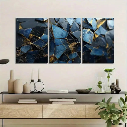 3pcs Geometric Abstract Digital Art Modern Art Metal Print Ready to Hang Art - Bella Home Decor