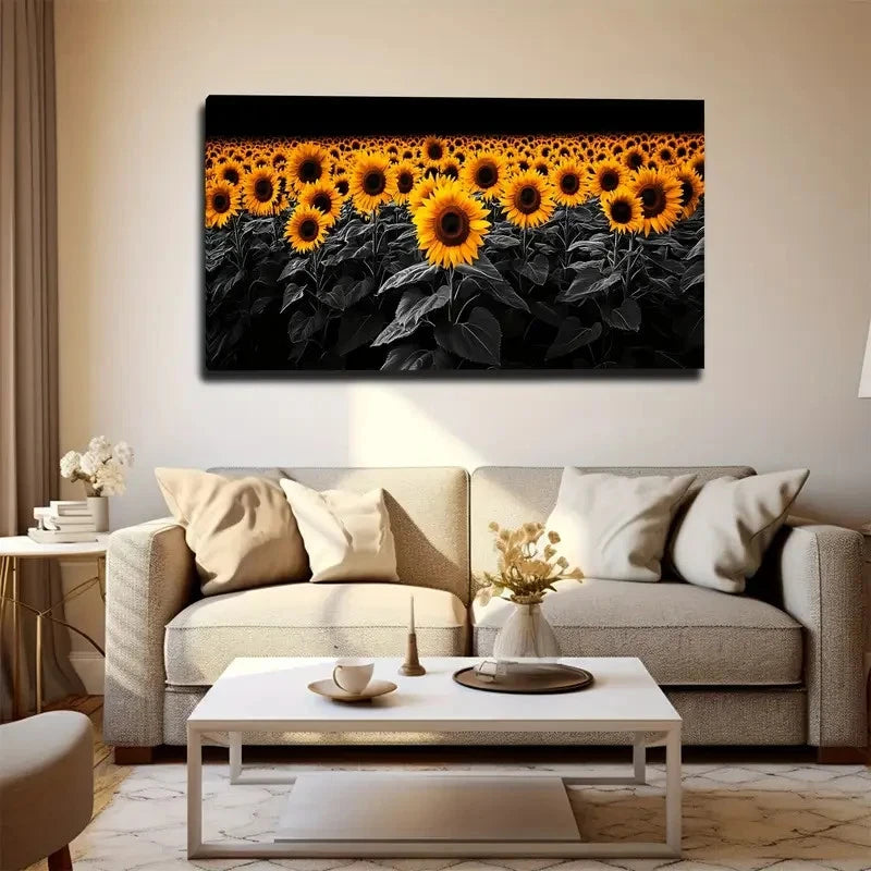 Vibrant Yellow & Orange Wall Art Canvas Office Home Room Framed 120x60cm