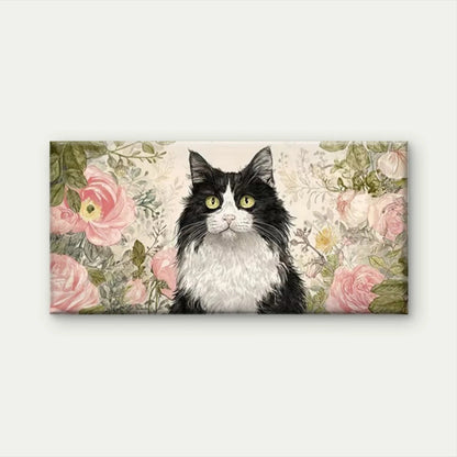 Black and White Cat Wall Art Canvas Office Home Room Framed 120x60cm
