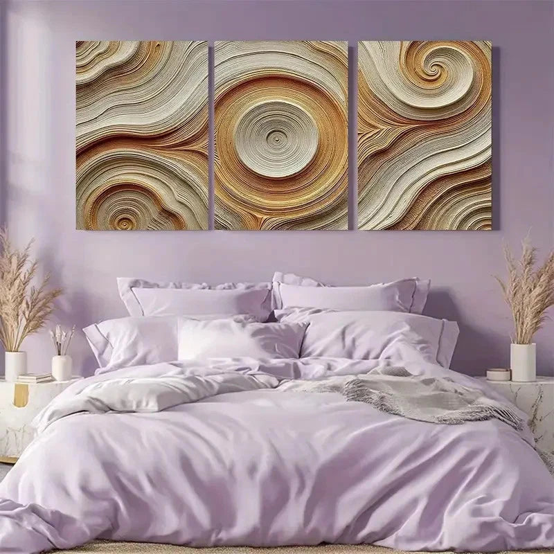 3pcs Abstract Circular Wave Wall Art Metal Print Ready to Hang Art - Bella Home Decor