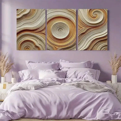 3pcs Abstract Circular Wave Wall Art Metal Print Ready to Hang Art - Bella Home Decor