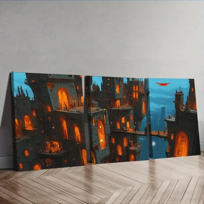3pcs Bustling city (4) Wall Art Set Canvas Unframed - High Quality Print 100% Australian Made Wall Canvas - Bella Home Decor