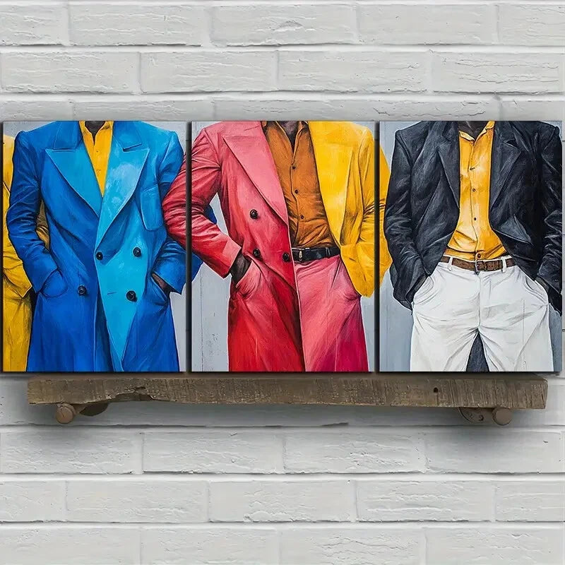 3pcs Men and Women in the City Colourful Metal Print Ready to Hang Art - Bella Home Decor