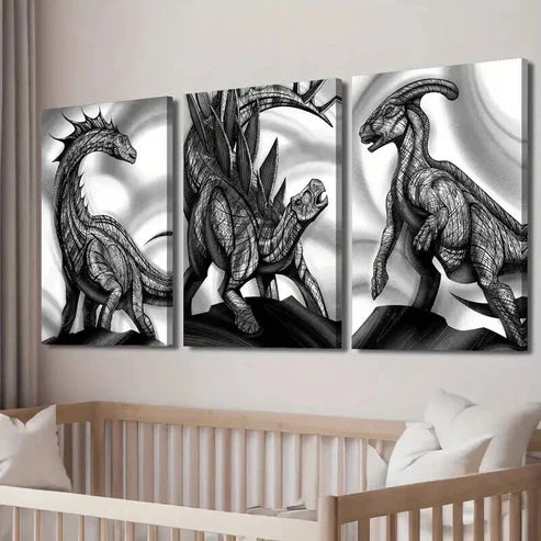 3pcs Black And White Giraffatitan Wall Art Set Canvas Wall Art Canvas Unframed - High Quality Print 100% Australian Made Wall Canvas