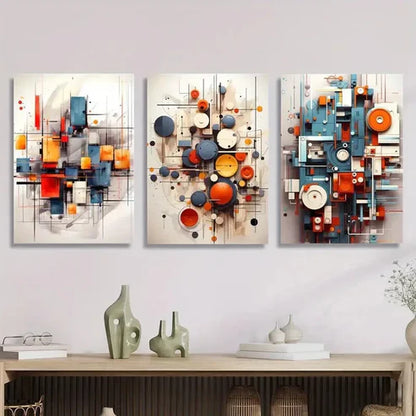 3pcs Circles and Shapes Abstract Three Dimension Wall Art Canvas Unframed - High Quality Print 100% Australian Made Wall Canvas - Bella Home Decor