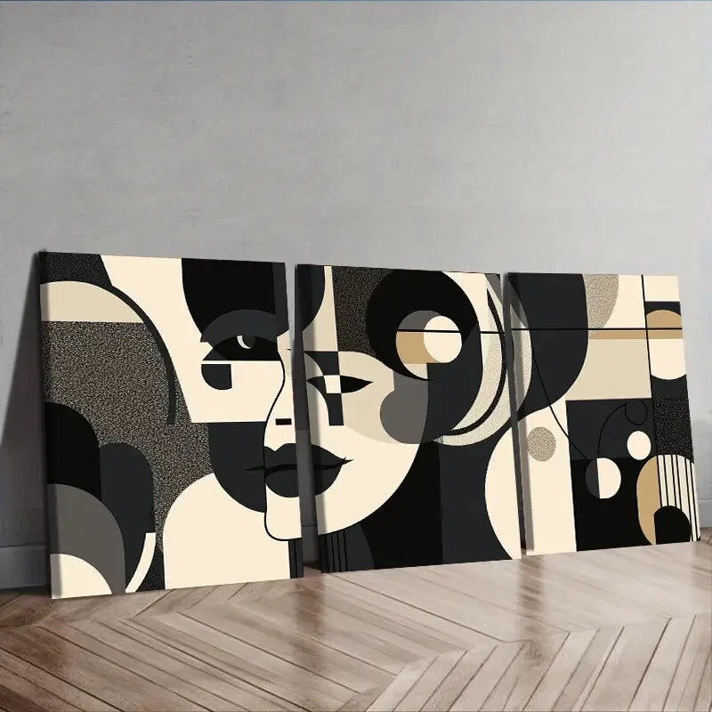 3pcs Cubist painting Wall Art Set Canvas Framed 50x70cm - High Quality Print 100% Australian Made Wall Canvas Ready to Hang