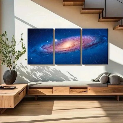 3pcs Universe Milky Way Galaxy Decor Wall Art Set Canvas Framed 50x70cm - High Quality Print 100% Australian Made Wall Canvas Ready to Hang