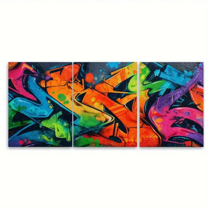 3pcs Street Graffiti Urban Art Design Wall Art Set Canvas Framed 50x70cm - High Quality Print 100% Australian Made Wall Canvas Ready to Hang